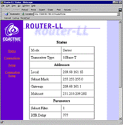 Router-LL Interface Screen Shot